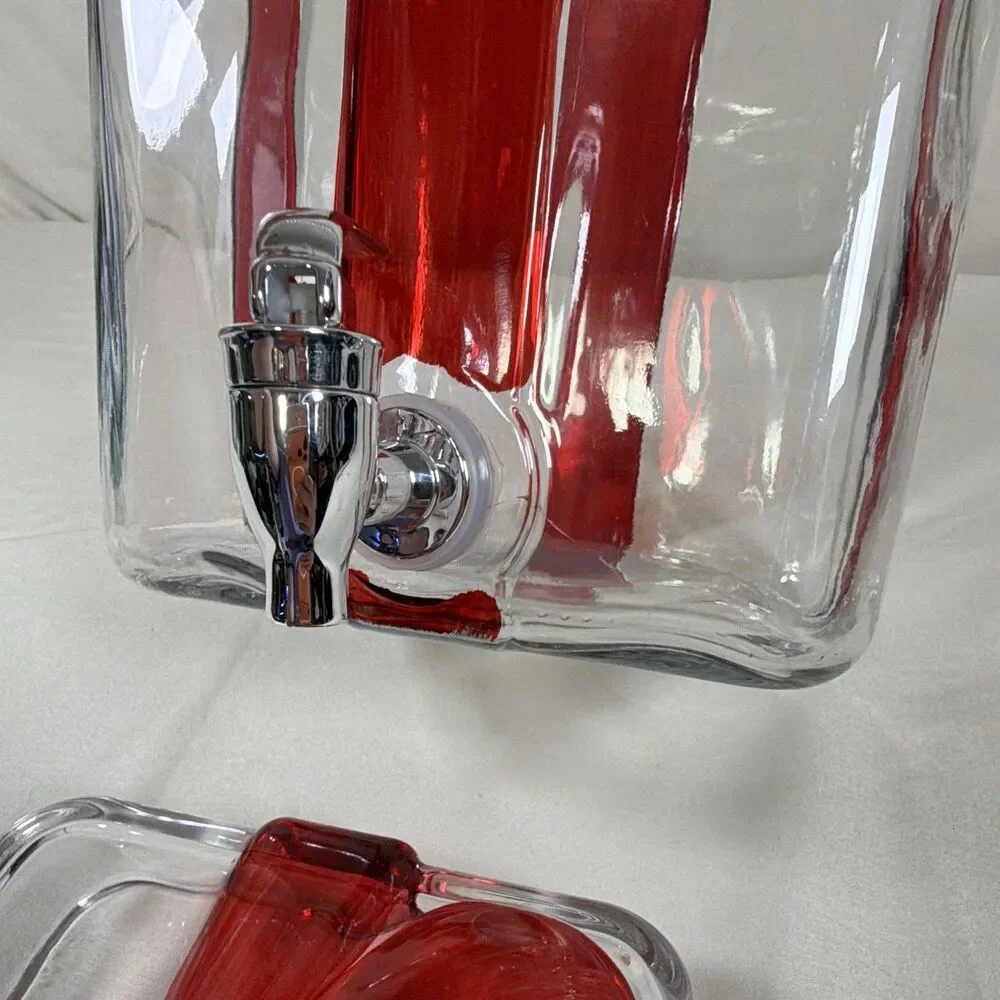 Winterberry Lane Glass Gift Box Drink Dispenser | Christmas Beverage Server